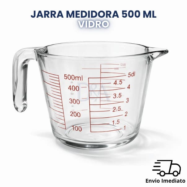 Jarra Medidora 500ml Vidro Resistente Com Alça Copo Medida