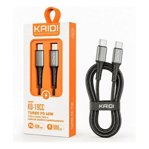 Cabo Carga E Dados Tipo C / Usb C Turbo Pd 60w Kaidi Kd-19cc Branco