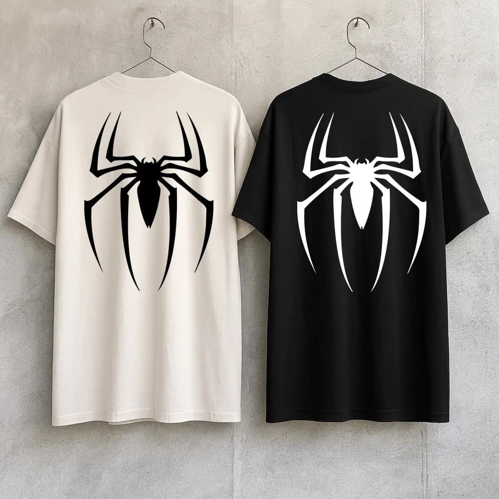 Kit Casal Camisetas Premium Com Estampa Aranha Minimalista