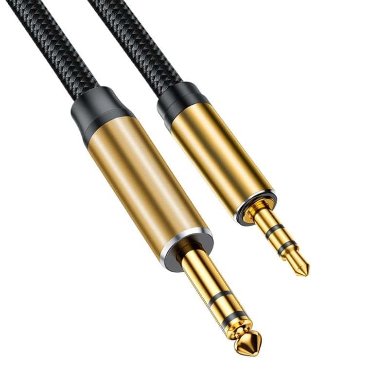 Treeling 3 5Mm A 6 5Mm Linha Estereofônica 1 5M Cabo Tecido De Nylon Para Laptop E Cinema Em Casa