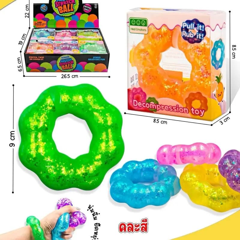 (Dúzia de 12 peças) Donuts Taba Squishee, macios e maleáveis, caixa transparente ZJ-41390