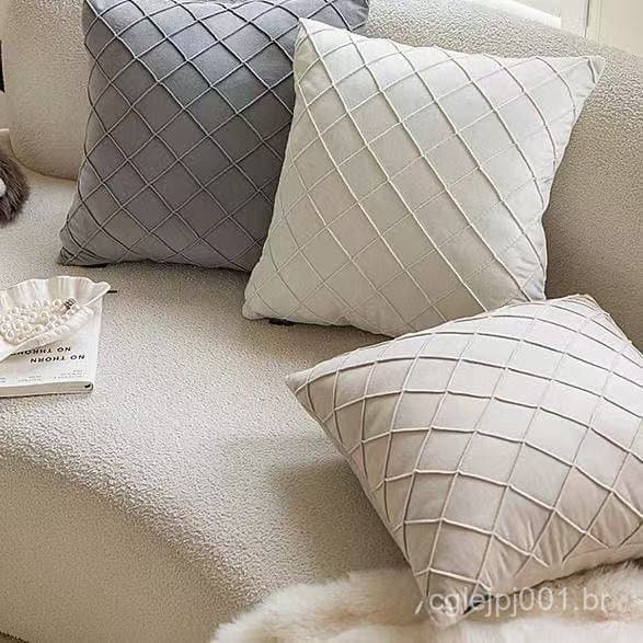 Fronha decorativa geométrica moderna neutra para sofá, capa de almofada para sala de estar, cinza bege, fronha removível