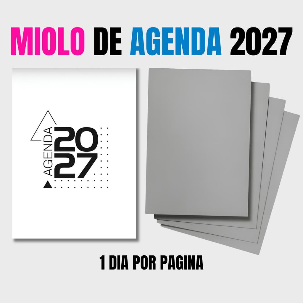 10 Miolo De Agenda 2027-1 Dia por página/ 351 Páginas + Capa dura / Impresso no A5