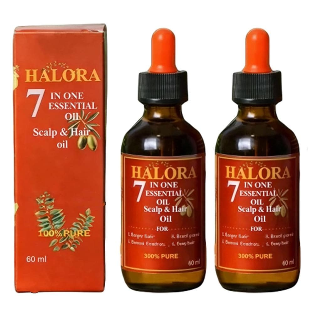 Óleo Halora, Hair Grow 7 One Essential, Nutrição Profunda do Couro Cabeludo para Cabelos Mais Grossos e Cheios, Repara C