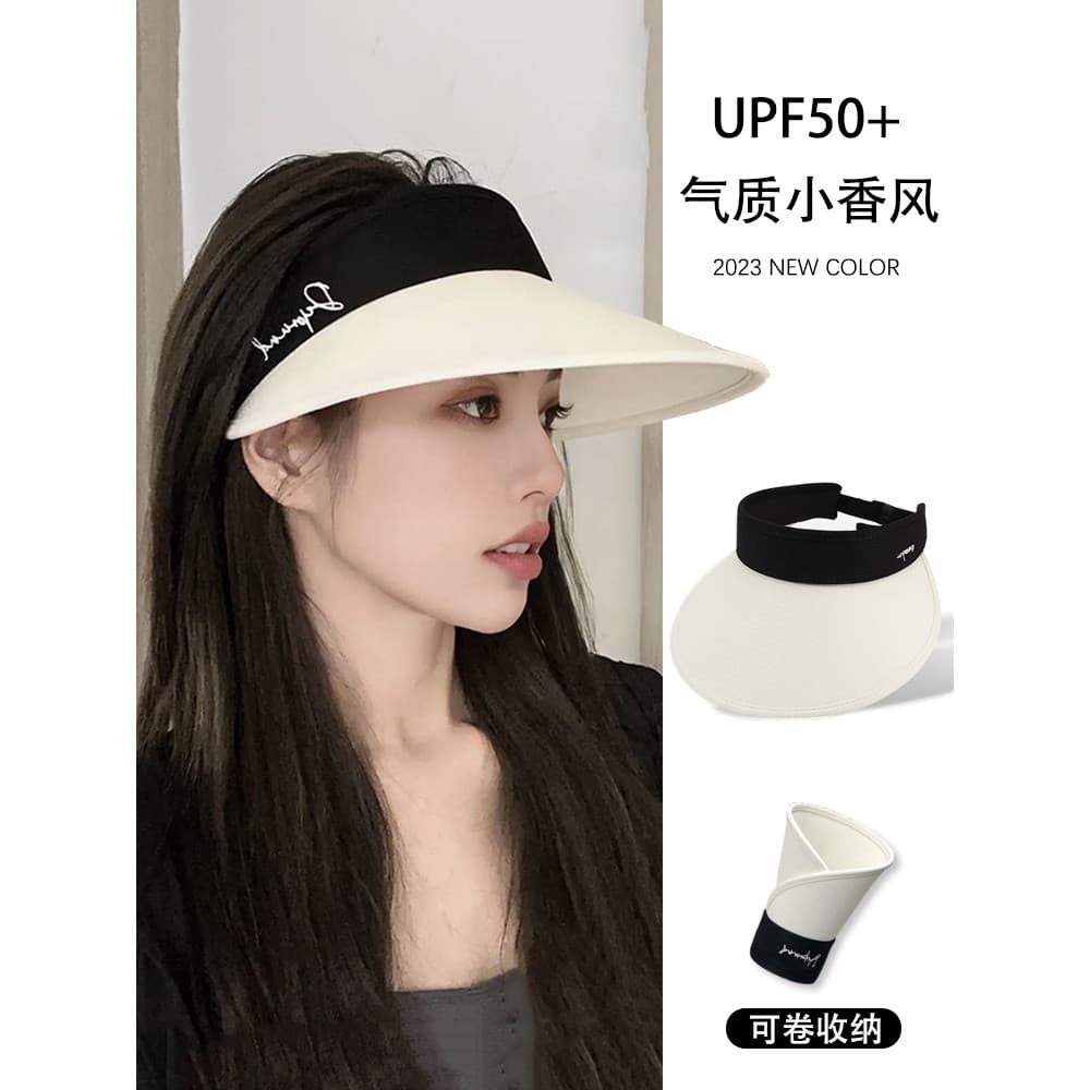 Versão coreana vazio superior protetor solar chapéu feminino verão Anti-ultravioleta ciclismo chapéu de sol grande borda