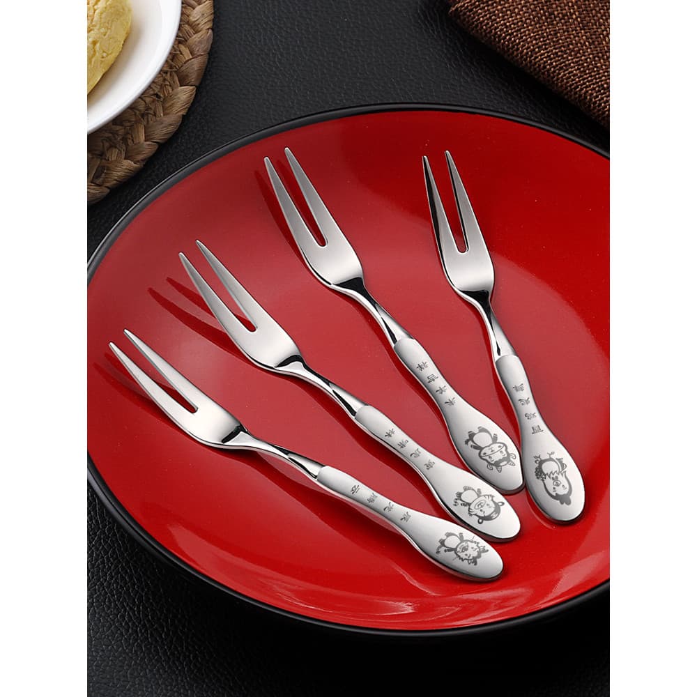 Garfo de frutas em aço inoxidável 304, garfo doméstico para crianças, de sobremesa, garfo de bolo fofo, salada cri