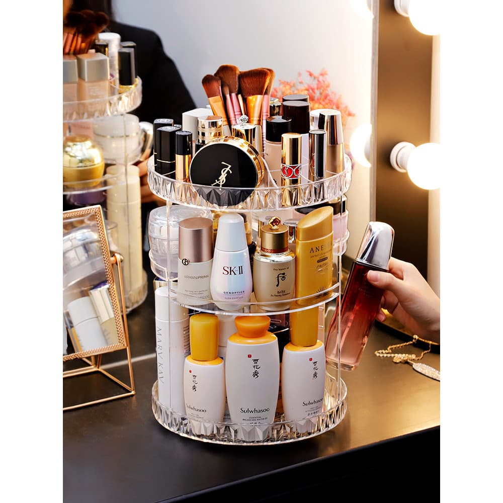 Charme moda caixa de armazenamento de cosméticos transparente rotativo dormitório Desktop estudante batom acrílico cômod