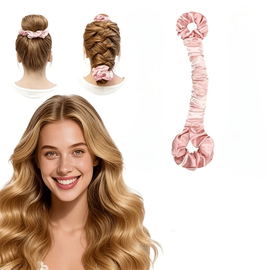 2 peças de modelador de cabelo sem calor multifuncional de cetim e elástico de cabelo, haste de ondulação sem rolinho co