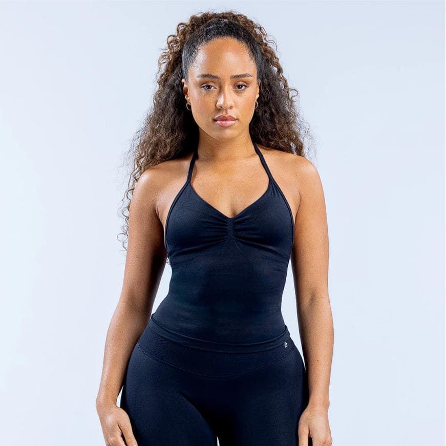 Colete esportivo de ioga de cor sólida Slim-fit Yoga cintura estreita calças superiores de Fitness terno