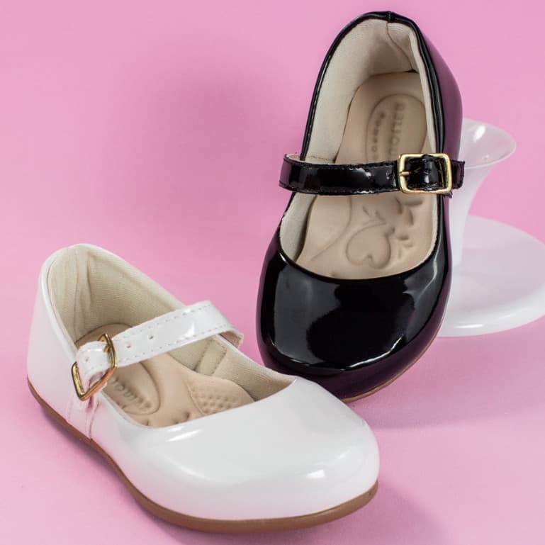 Sapatiha Infanti Menina Básica Verniz Brilho Confortável Delicada Casual Moda Passeio Promoção