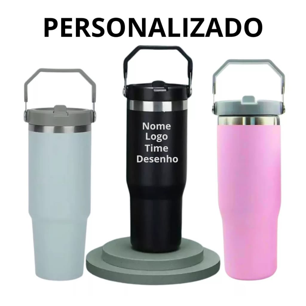 Garrafa Térmica 900ML Personalizado Com Alça Flip Tumbler Aço Inox Isolamento Térmico Com Canudo