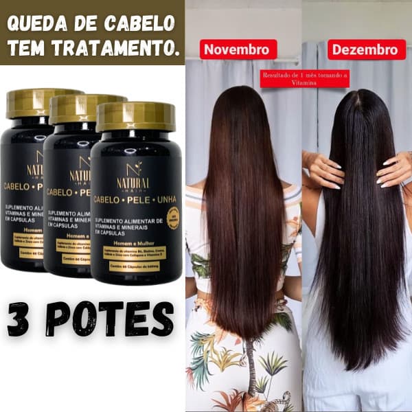 Vitamina Para Cabelo com Biotina Combate Queda de Cabelo crescimento cabelo rápido