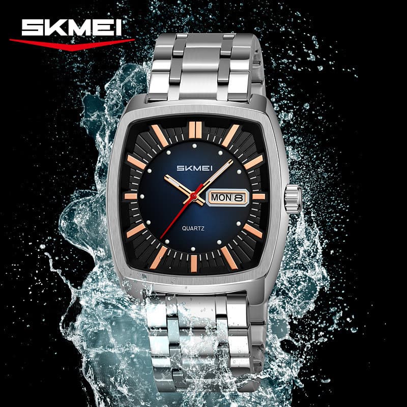 SKMEI moda masculina pulseira de aço relógio de pulso na moda escala tridimensional relógio de quartzo negócios Casual à