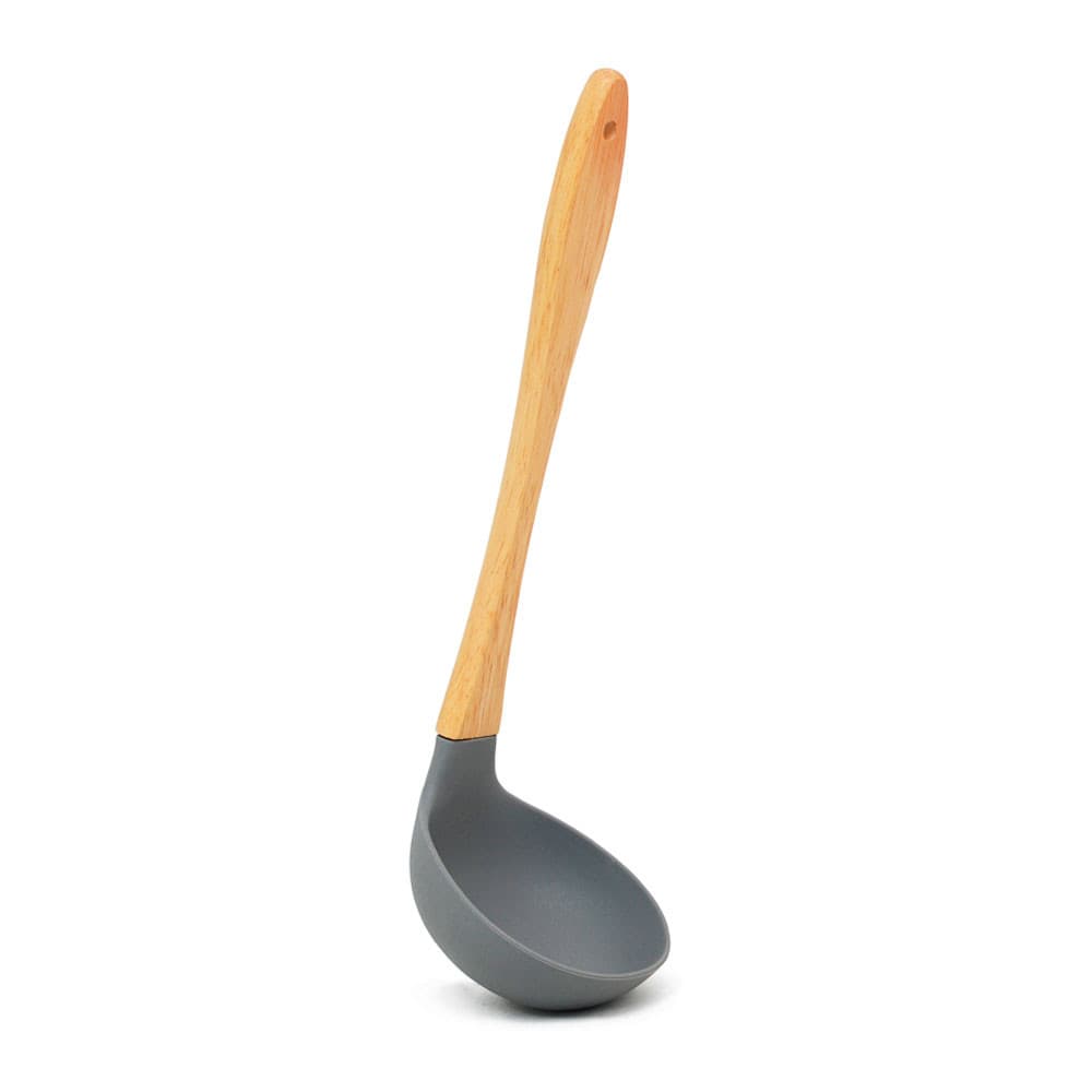 Concha Silicone Cabo Madeira Nature 29cm Cinza Mai Home