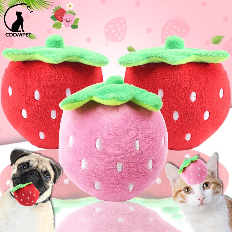 Brinquedo Para Cachorro De Estimação Engraçado Macio Formato De Morango Brinquedos De Pelúcia