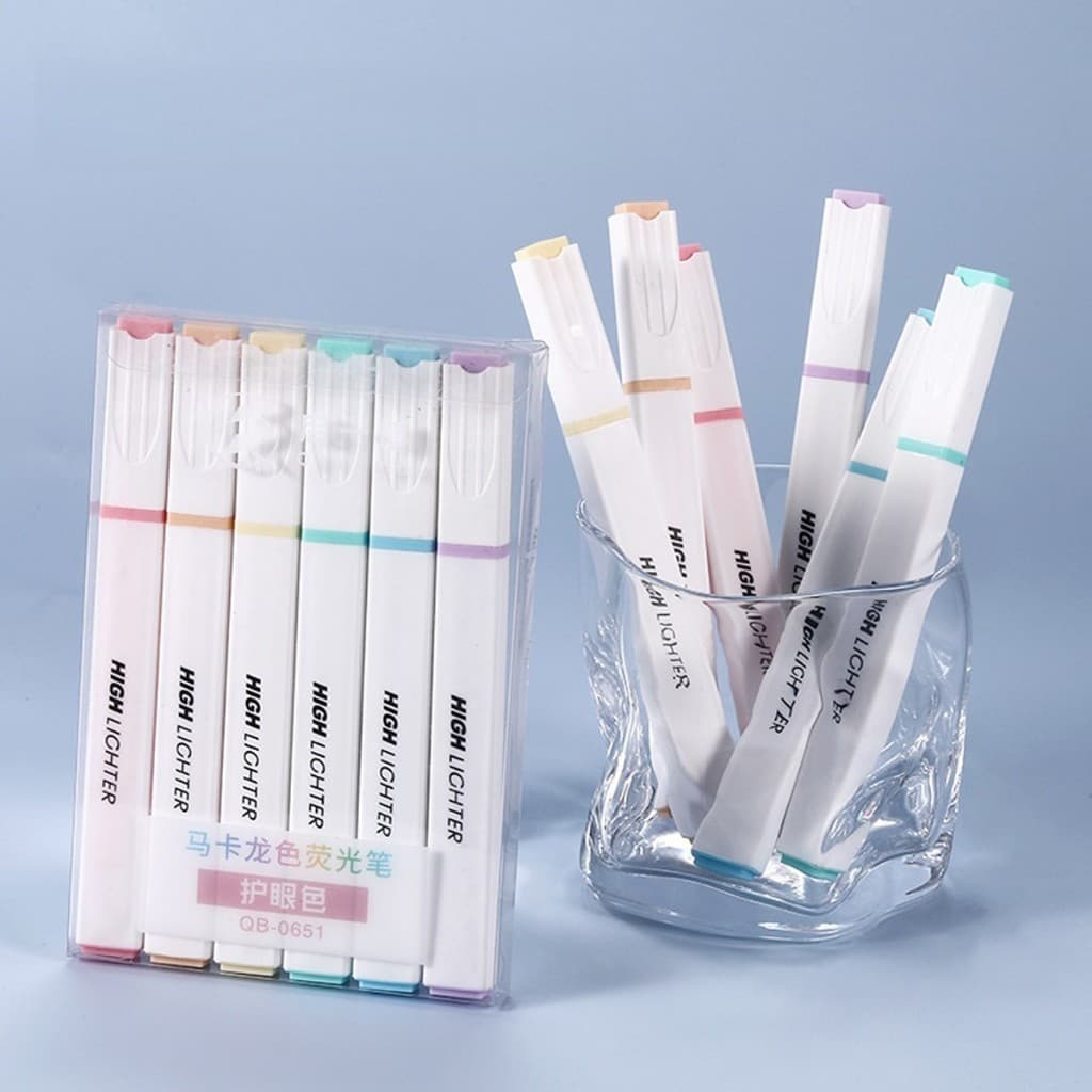 Marca Texto Quadrado Kit com 6 Cores Pastela