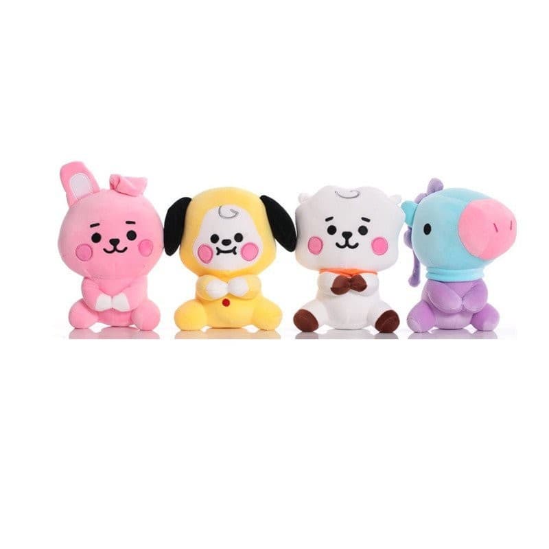 Duas Bonecas de Pelúcia Cartoon Korea BTS CHIMMY COOKY RJ TATA BT21 Brinquedos Macios para Meninas e Meninos PKWV