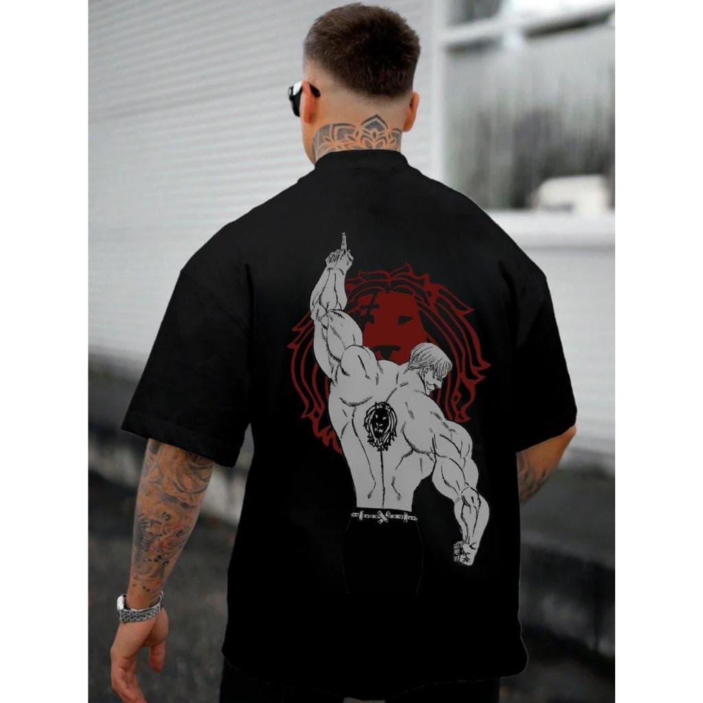 Camiseta Oversized Masculina com estampa do Nanatsu no Taizai Série Anime Escanor 7 Pecados Capit