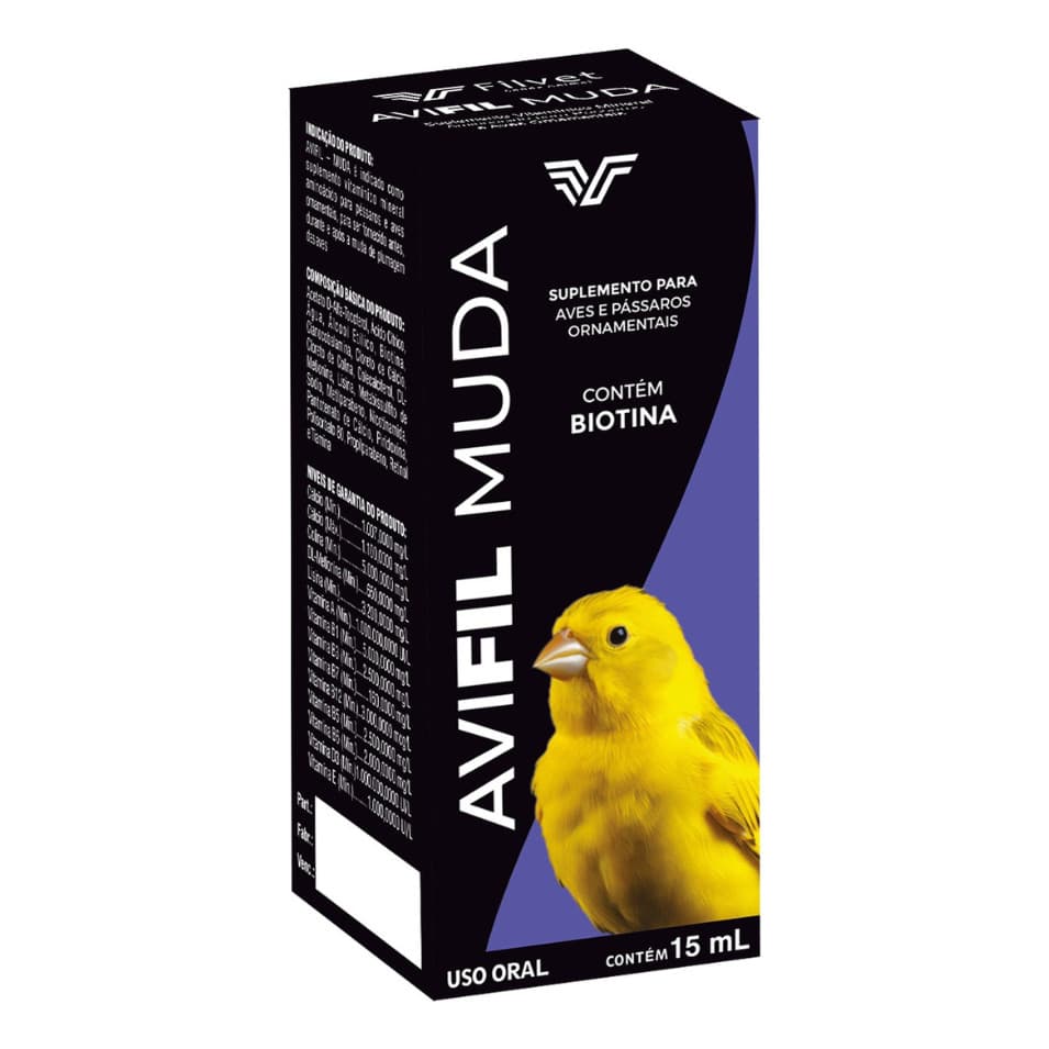 Avifil 15ml + Biotina - Muda De Penas | Troca De Penas
