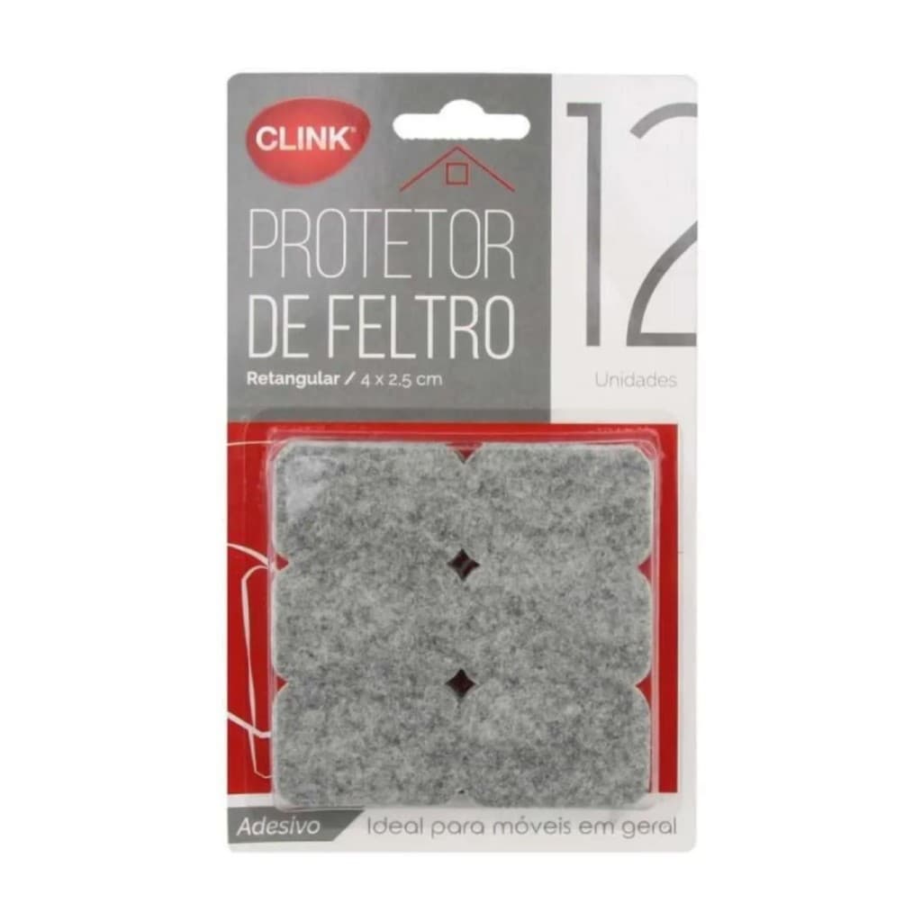 Kit Protetor de Cadeira Móveis Feltro Retangular Adesivo Clink 12 Peças