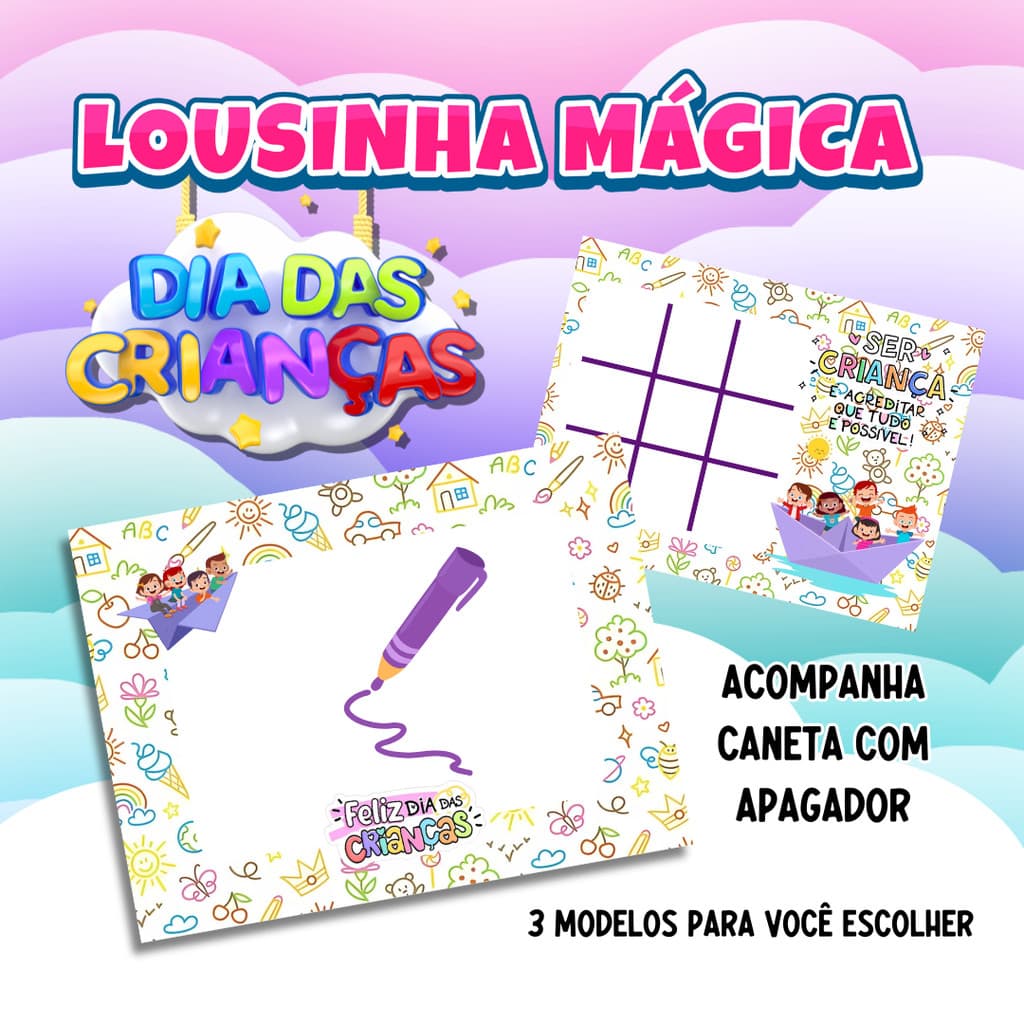 Lousinha Mágica + Caneta com apagador Lembrancinha DIA DAS CRIANÇAS