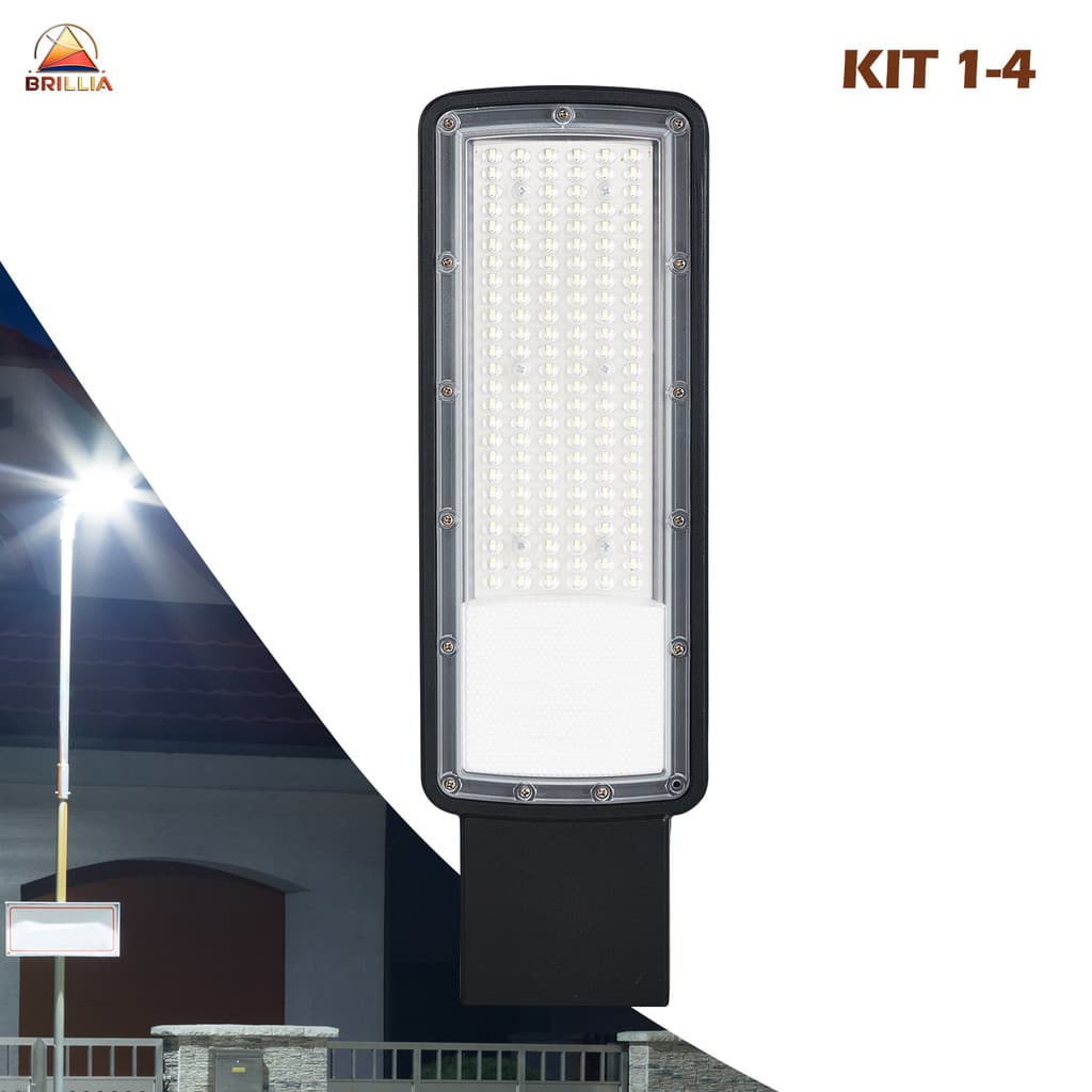 Kit 1 a 4 Luminária LED Postes 300W IP66 Alta Potência Economia Durável Exteriores Pública Bivolt