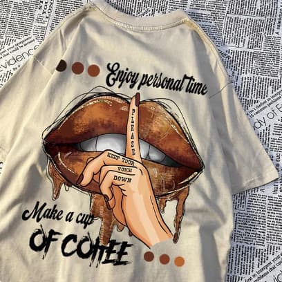 Camiseta Boca Off Coffee Casual Camisa 100% Algodão Silencio StreetWear T-Shirt
