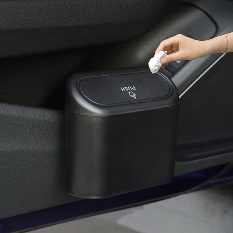 1 OU 2 Unidades de Mini Lixeira Portátil Para Veículos Preta com Tampa (6704)