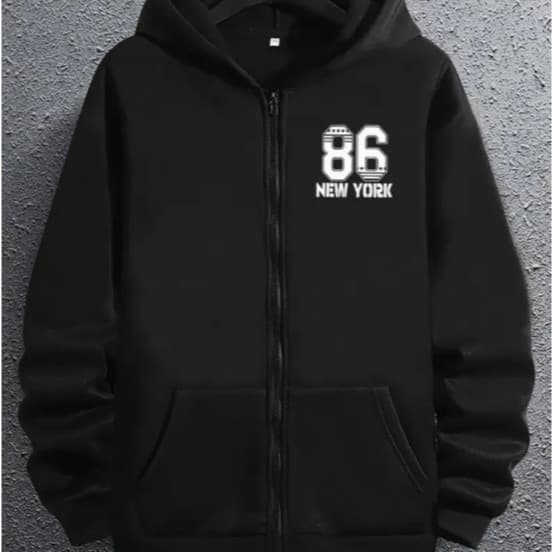 Blusa Moletom Canguru Ziper 86 New City Algodão Confortavel Inverno Streetwear Casaco Unissex