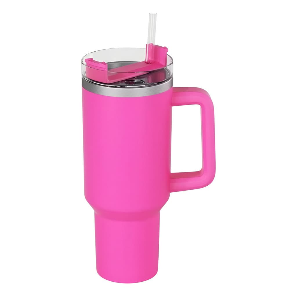 Copo Térmico Grande 1200 Ml Canudo Inox Parede Dupla Cor Pin Pink Liso