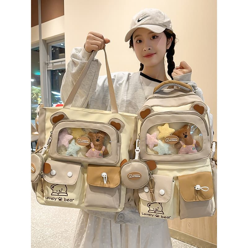 Mochila feminina estudante do ensino médio versão coreana ins grande capacidade estilo Preppy mochila escola primária es