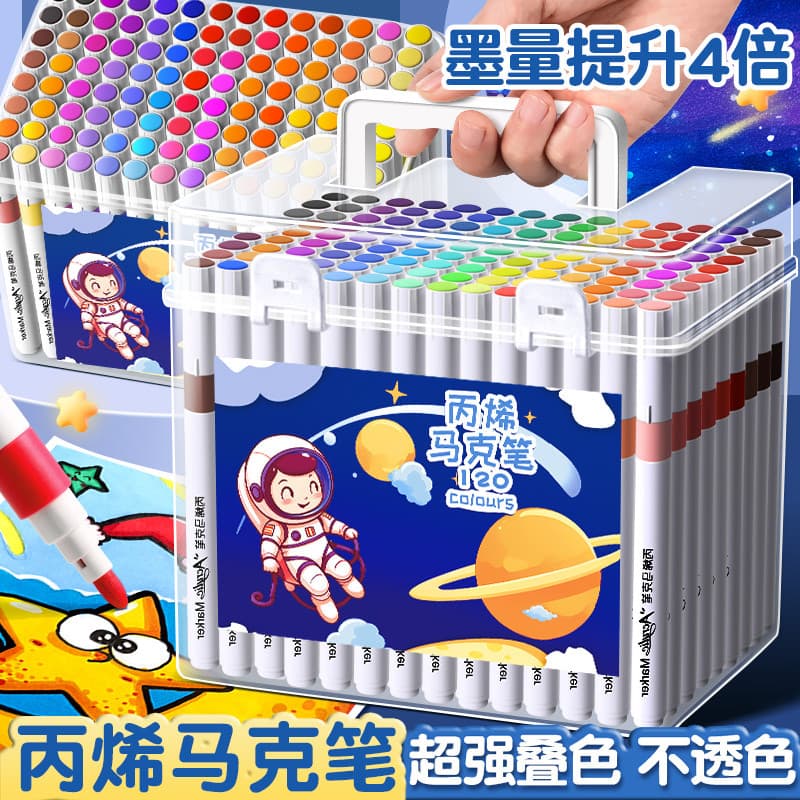 Caneta marcadora acrílica para crianças, cor empilhável, cor impervo, caneta aquarela especial para alunos do ensino fun