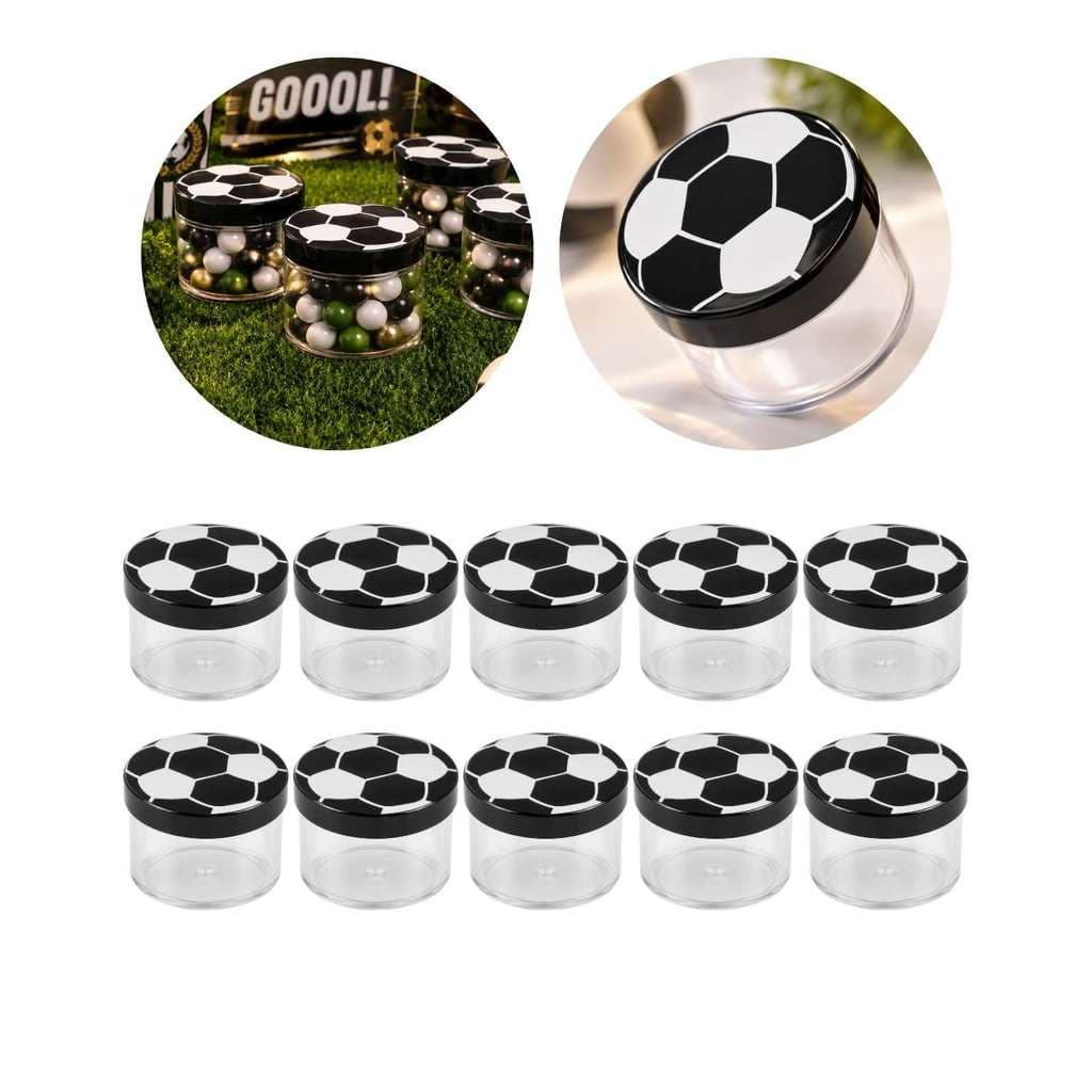 Kit 10 Potes Bola Futebol Festa Infantil  Copa Preto Branco