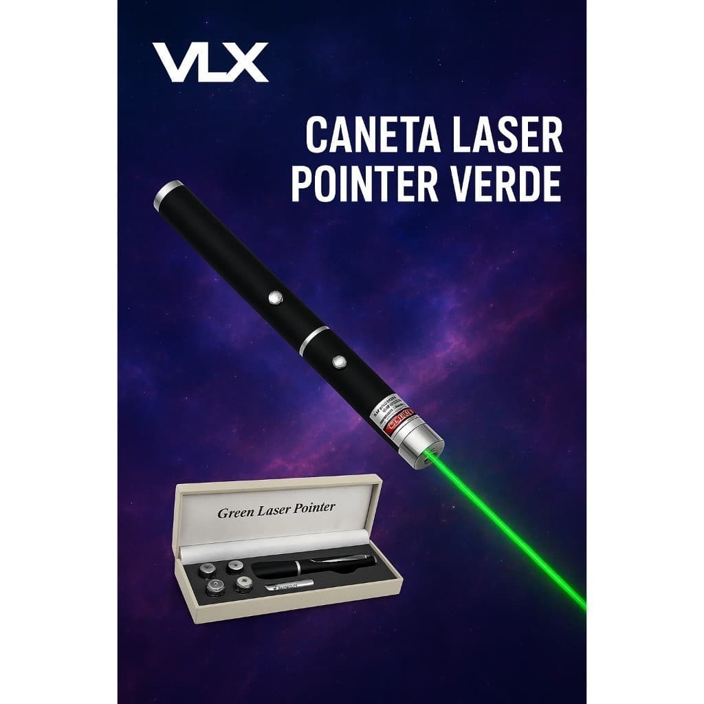 Caneta Laser Verde Profissional c/ Lanterna Alta Potência Longo Alcance