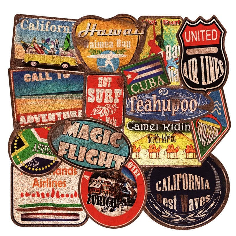 36 adesivos vintage de praia, adequados para decorar malas, laptops, garrafas de água e outros itens durante viagens QDH