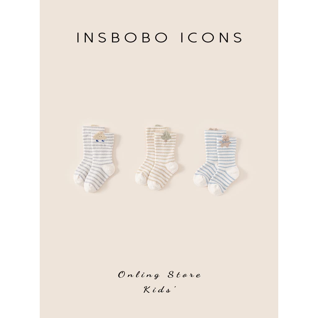 INSbobo meias infantis 2025 novo estilo meninas estilo inverno meias tubo médio meninos bonito engrossado outono inverno