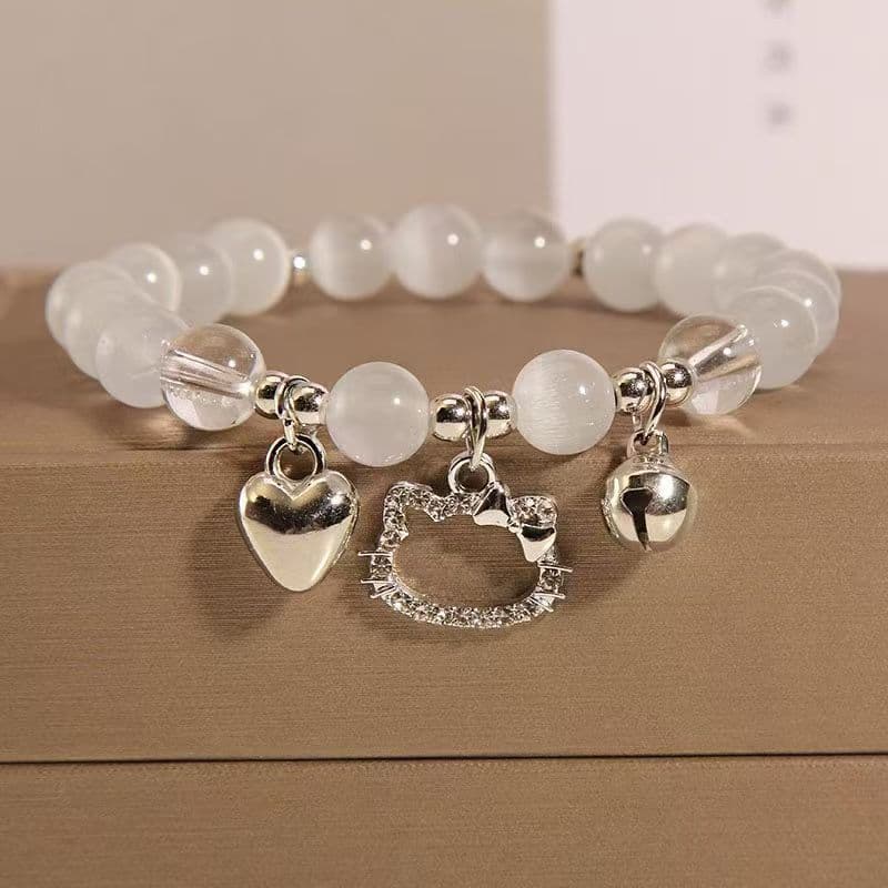 Pulseira de Sino do Amor do Gato Pulseira de Contas Redondas Doce e Fria Lucky Bead