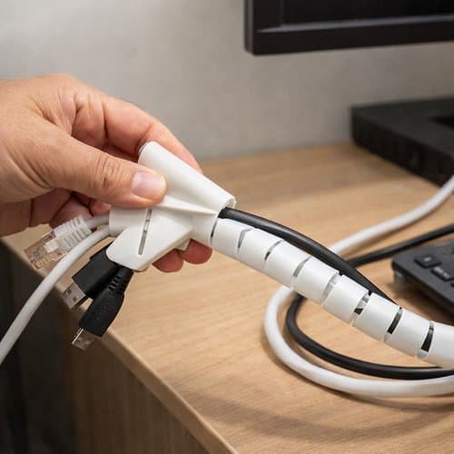 Organizador Fios Cabos Fita Autoadesiva Aplicador Pratico Resistente Branco 20mmx1m