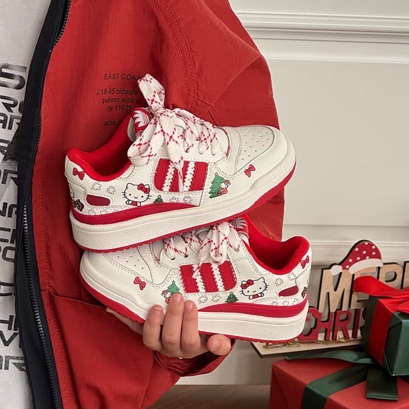 Tênis Casuais para Meninas Primavera-Outono 2026, Vermelho, Fofo, Hello Kitty, Solado Antiderrapante, Calçados Esportivo