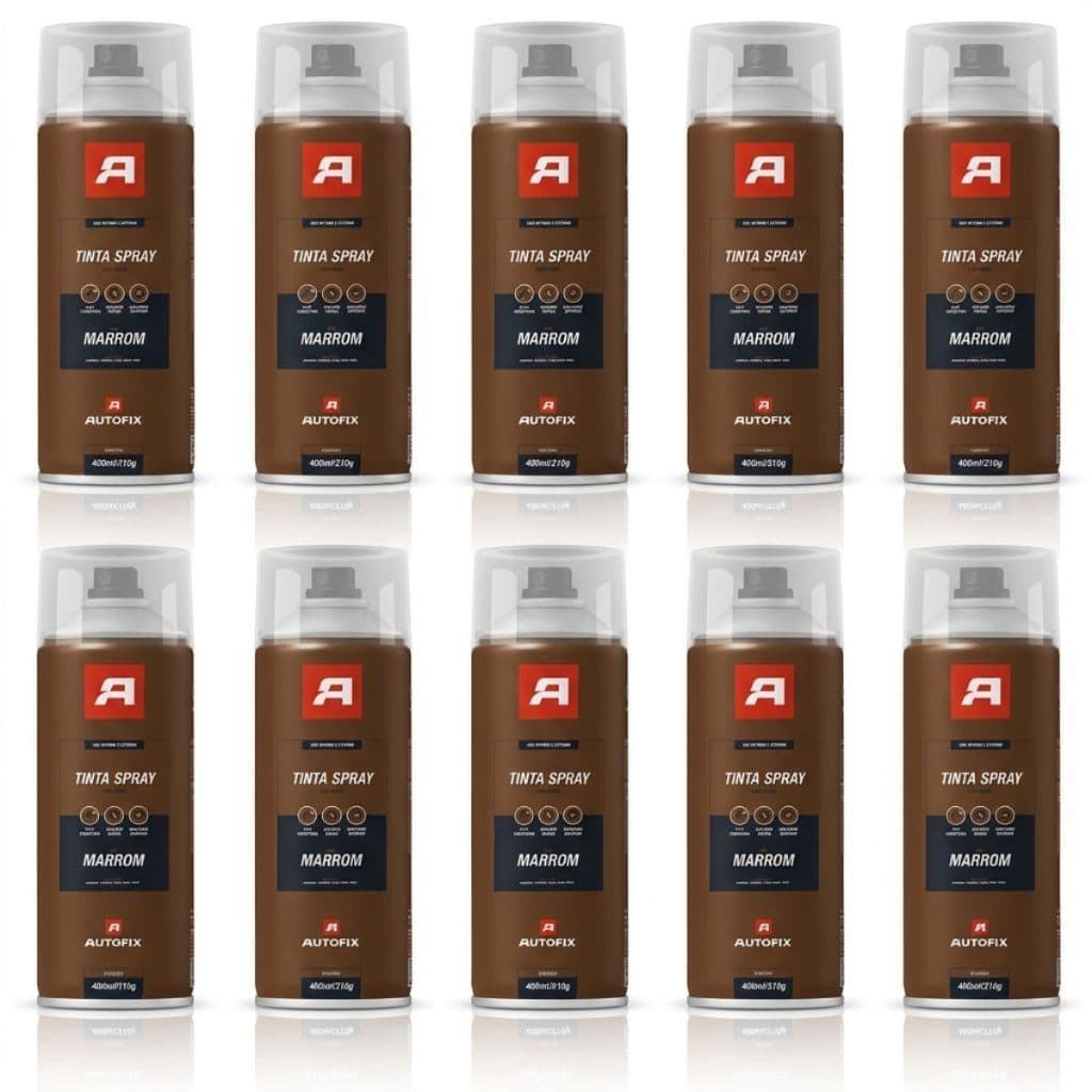 Kit 10 Tinta Spray Uso Geral 400ml Marrom Metal Madeira Plastico Autofix Aerossol
