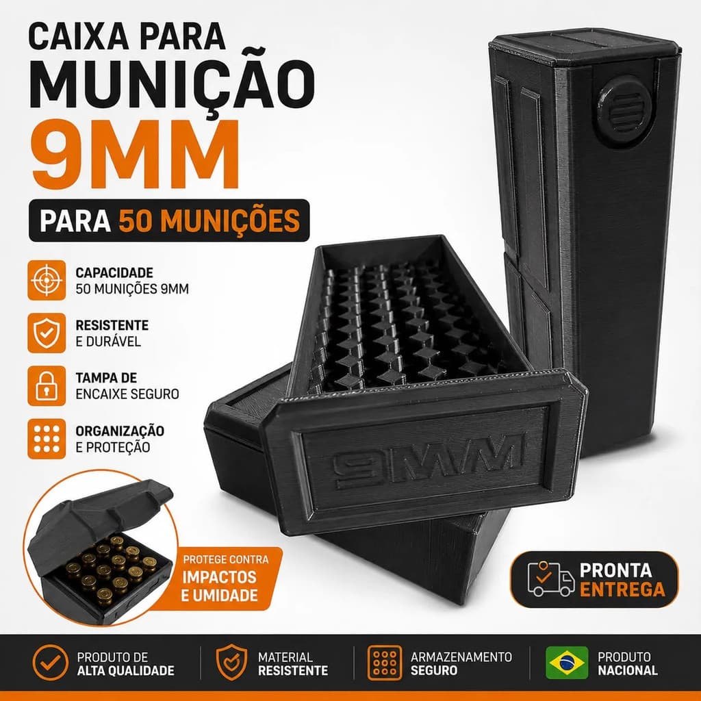 Case Gaveta Porta Munição 9mm 50 Unidades