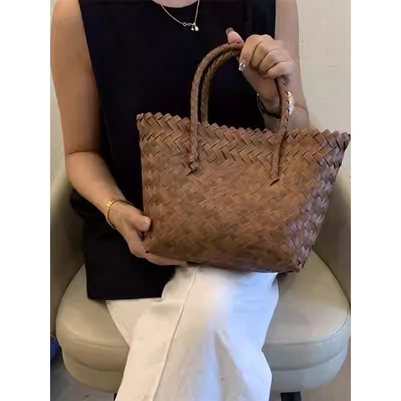 Francês Retro cesta de vegetais imitação Rattan tecido saco lembrança grande capacidade bolsa presente saco feminino