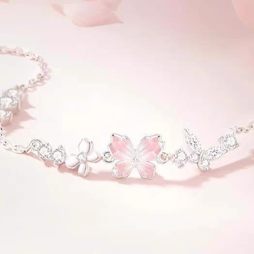 Bracelete Borboleta Luminosa e Elegante: Joia Romântica Rosa Feminina, Exclusiva & Chic