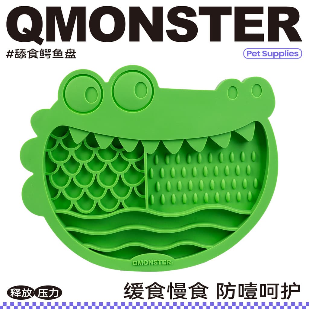 QZee pet tigela de comida lenta QMONSTER dos desenhos animados crocodilo lambendo bandeja alimentador para animais de es