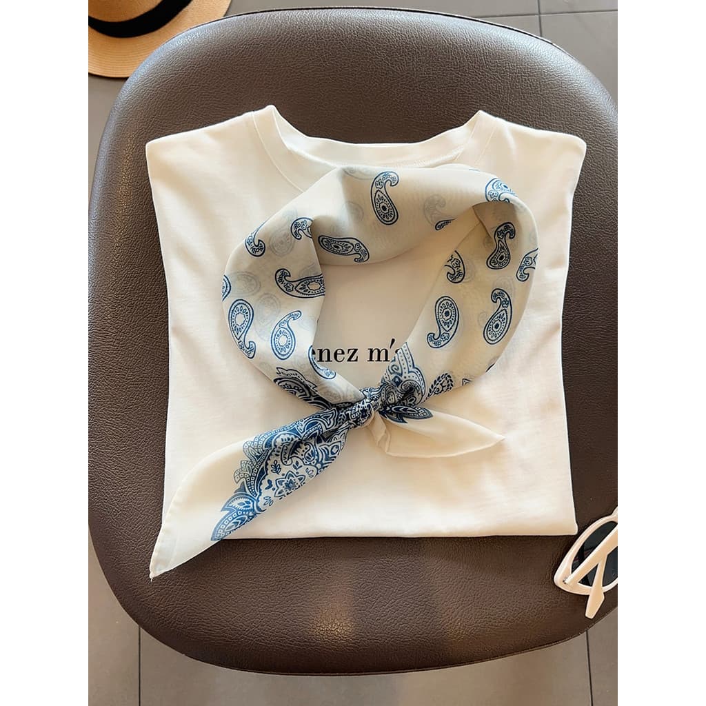 Francês Retro caju nozes combinando Commuter pequeno lenço quadrado cachecol feminino verão lenço de seda ar condicionad