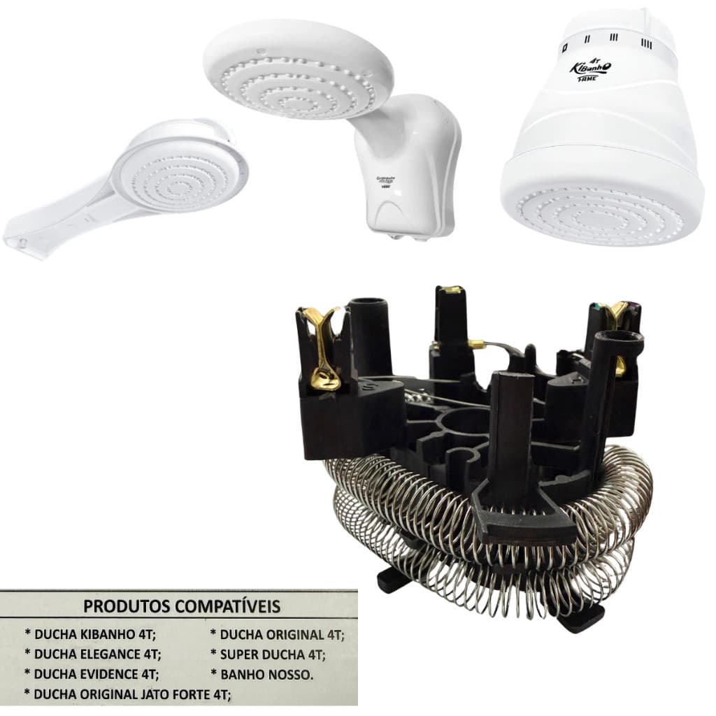 Resistência Chuveiro Kibanho Elegance Banho Nosso Super Ducha  Fame Vida Longa  4T 6800W e 220V