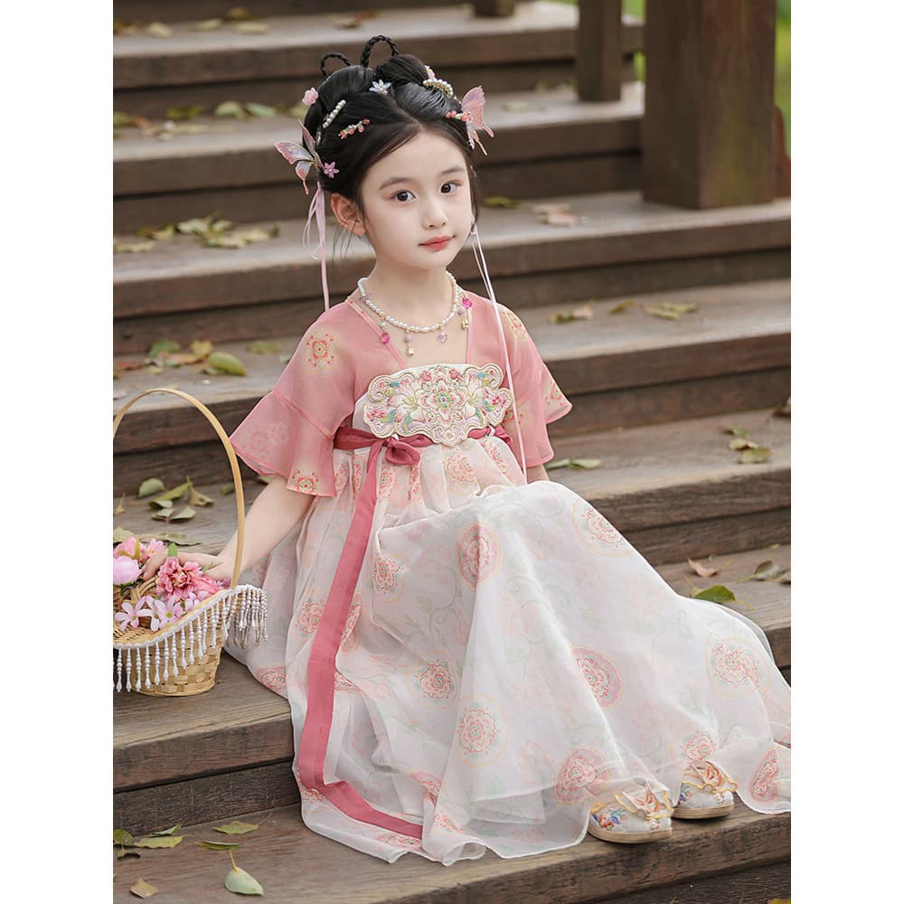 Hanfu meninas 2026 novo estilo verão crianças estilo chinês Super fada vestido de princesa traje do bebê saia de peito c