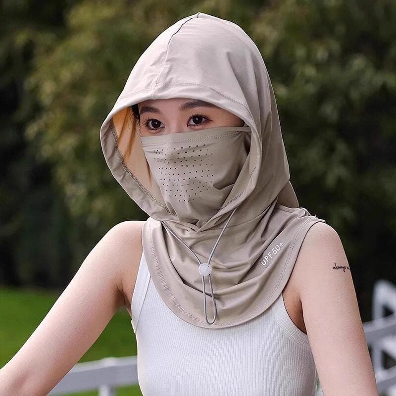 Máscara protetora solar feminina verão rosto cheio 2026 novo estilo de seda gelo Anti-ultravioleta condução equitação pe