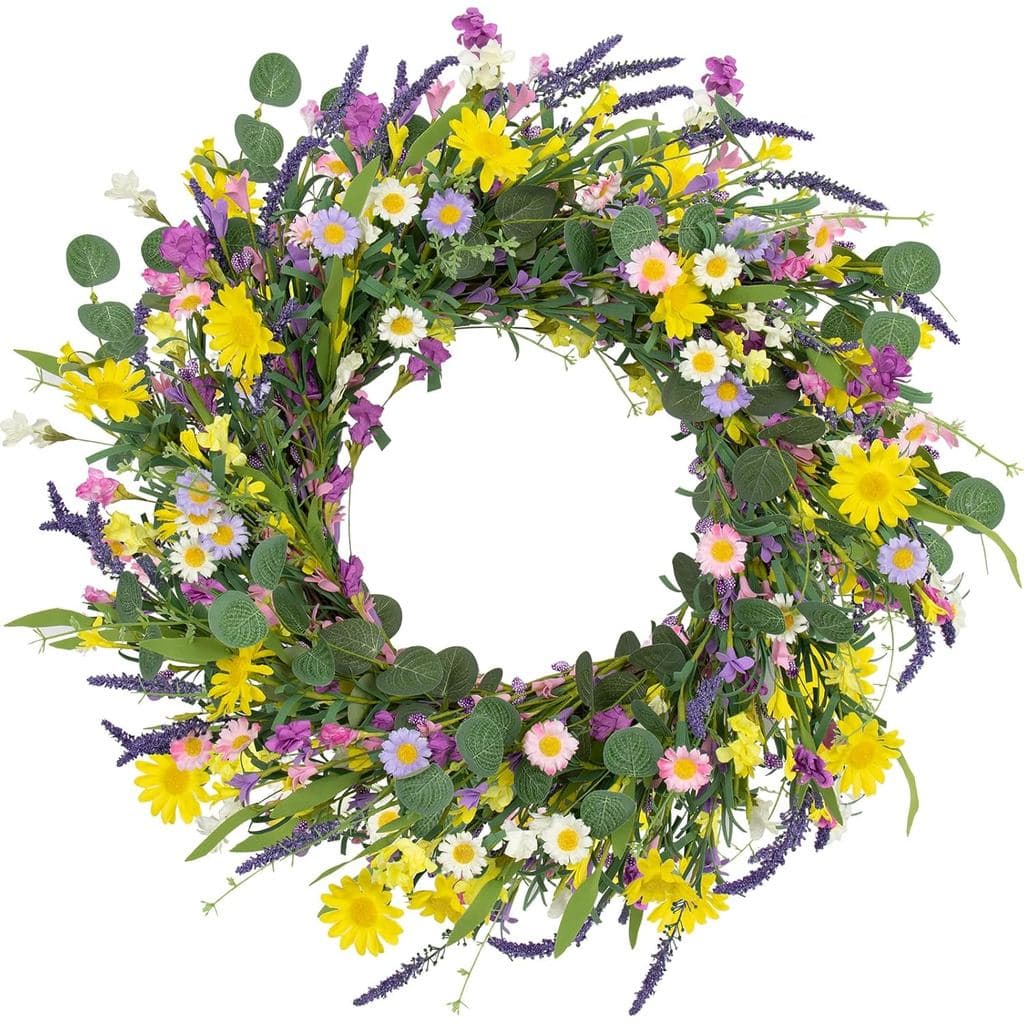 A Guirlanda de Primavera J'FLORUS é adequada para portas de entrada, uma guirlanda artificial de verão de 22 polegadas c