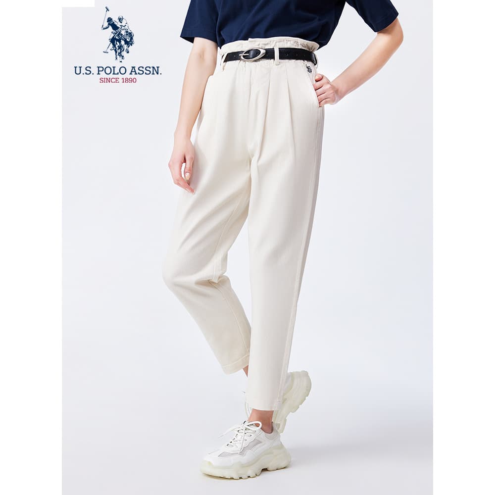 Uspoloassn Jeans Brancos Senhoras polo Primavera Outono Paul Casual Solto Mais Magro Olhar Reto Calças Perna Tornozelo